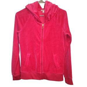 Juicy Couture Pink Velour Hoodie Jacket Small Crown Crest Logo Y2K Tracksuit Top
